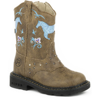 Roper Toddler Horse Flowers Light Up Western Boots