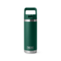 Yeti Rambler 18oz Straw Bottle Black Forest Green