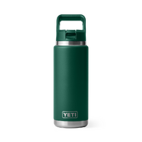 Yeti Rambler 26oz Straw Bottle Black Forest Green
