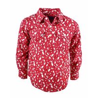 Hard Slog Children's Shirley half Placket L/Sleeve Shirt Crimson