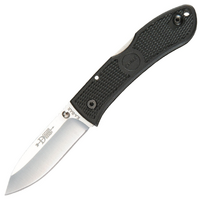 Kabar Dozier Folding Hunter 3" Satin Plain Blade, Black Zytel Handles