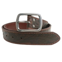 Pilbara Western Oval Buckle Tooled Leather Belt