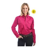 Thomas Cook Women's Light Drill 1/2 Placket Long Sleeve Shirt