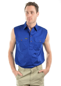 Picture of Hard Slog Men's Sleeveless Half Placket Light Cotton Shirt