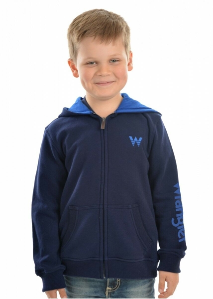 Picture of Wrangler Boys Sleeve Logo Zip Up Hoodie Navy