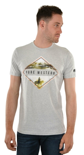 Picture of Pure Western Men's Claude Tee White Marle